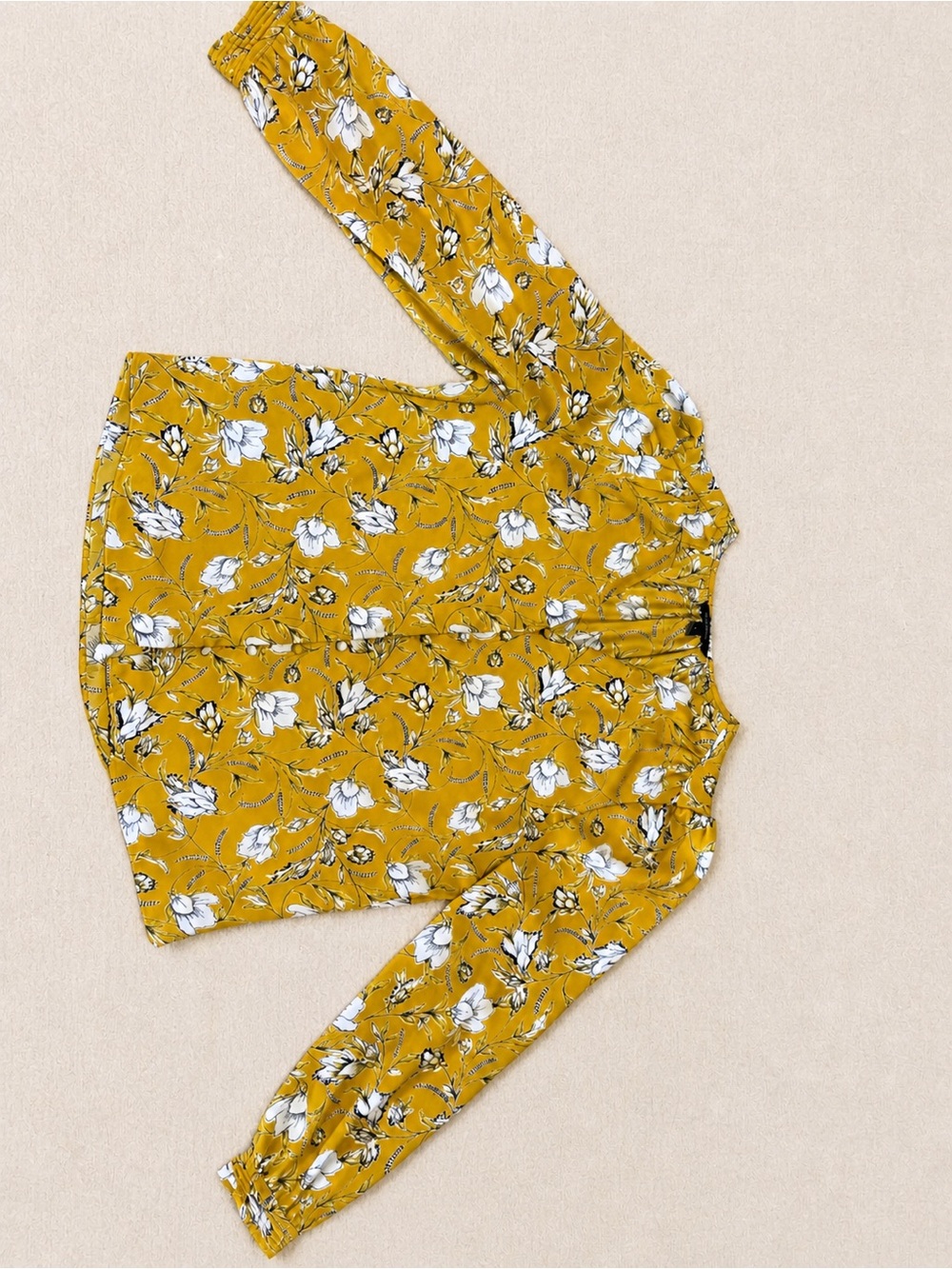 Banana Republic Mustard Yellow Floral Blouse L